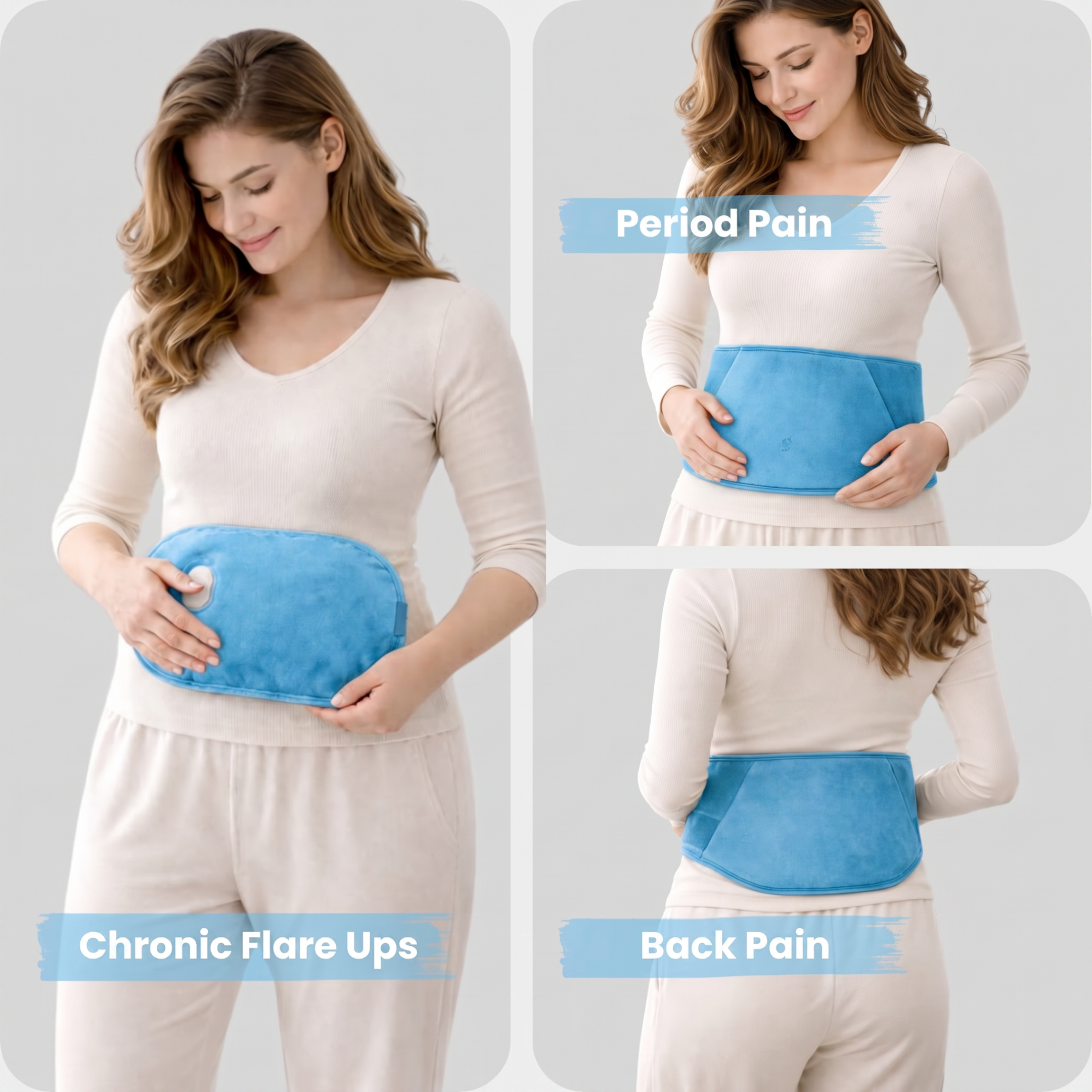 Soothie™ Rechargeable Hot Water Bottle + Body Strap (Blue)