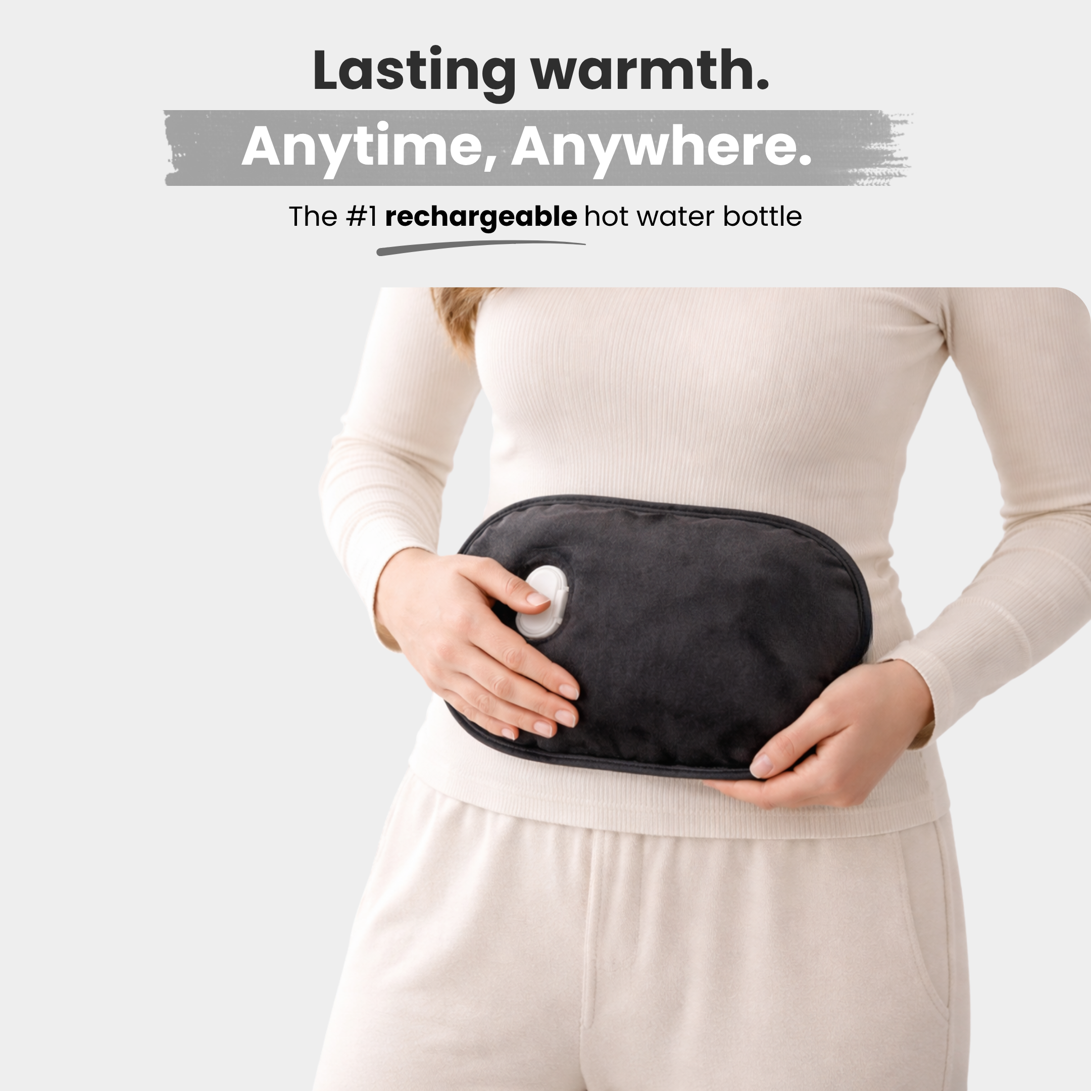 Soothie™ Rechargeable Hot Water Bottle + Body Strap (Black)