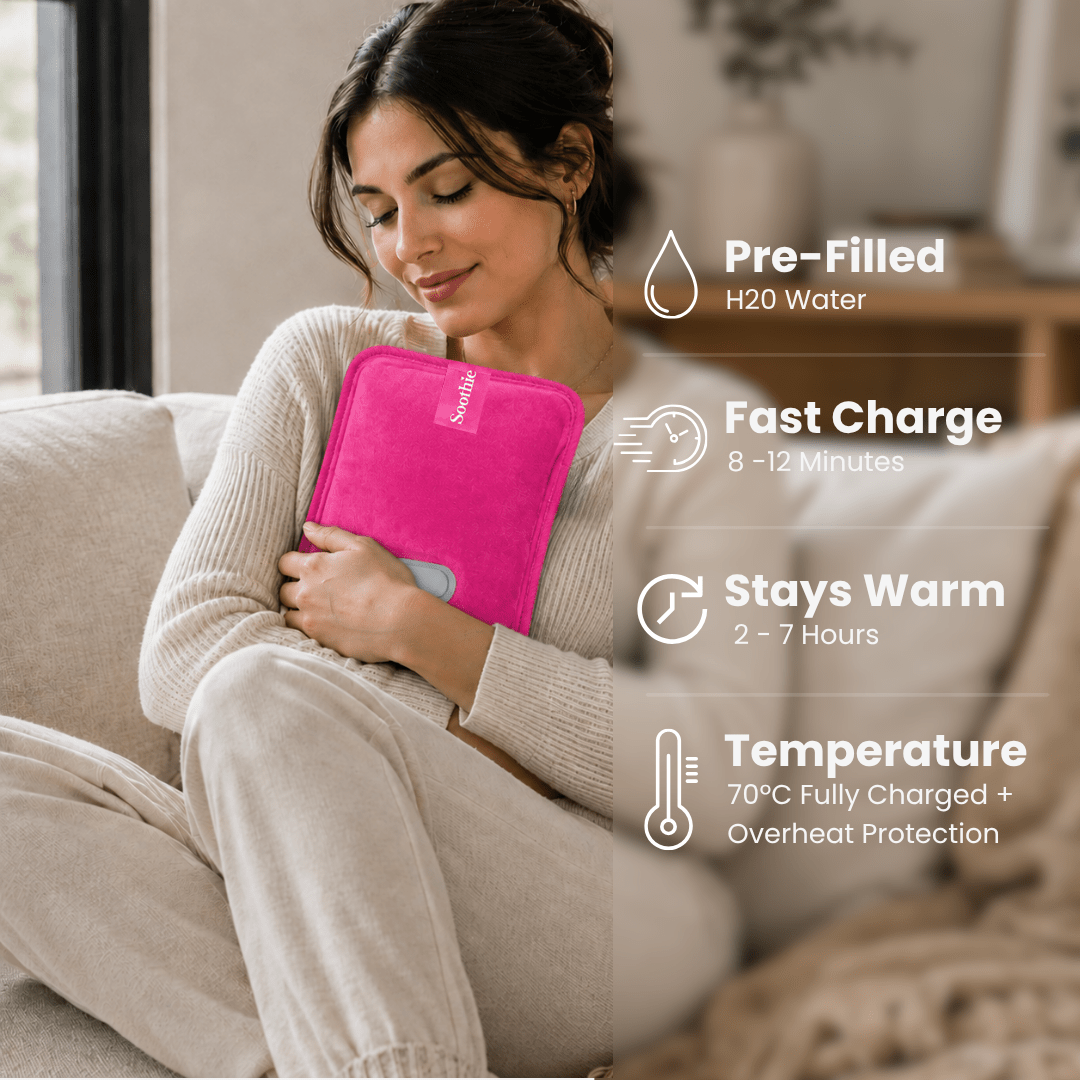 Soothie™ Rechargeable Hot Water Bottle + Body Strap (Magenta) - Soothie™
