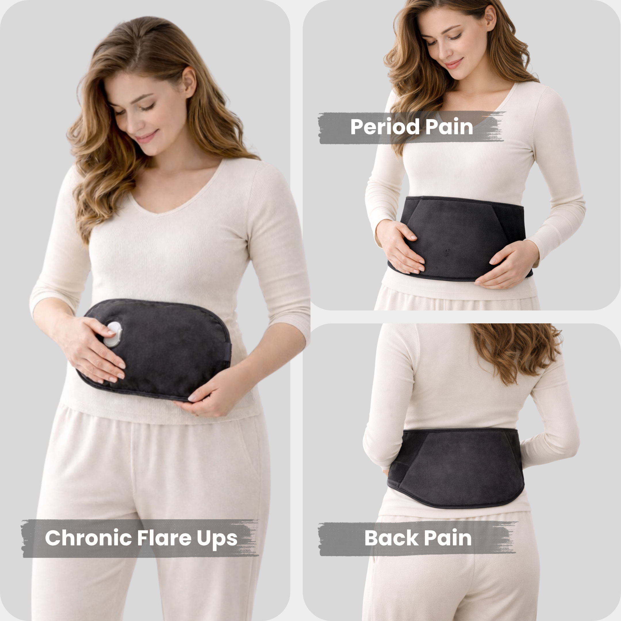 Soothie™  Rechargeable Hot Water Bottle + Body Strap (Black)