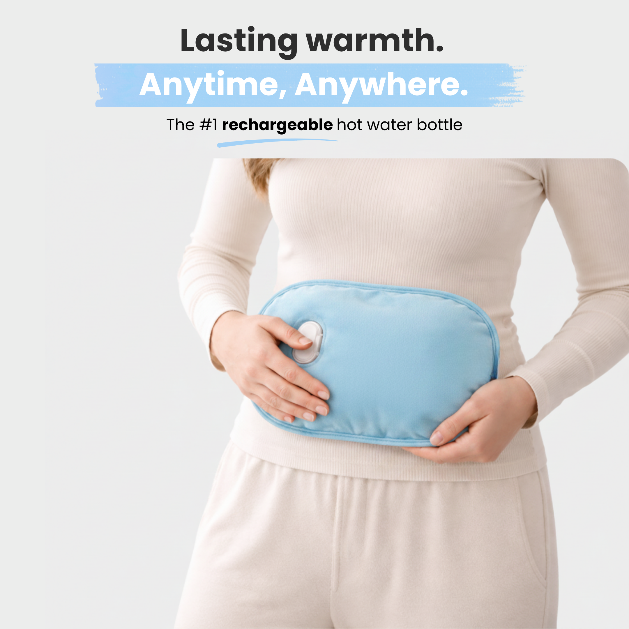 Soothie™  Rechargeable Hot Water Bottle + Body Strap (Blue)