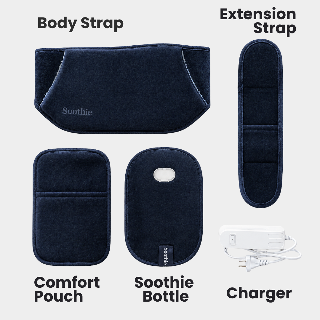 Soothie™  Rechargeable Hot Water Bottle + Body Strap (Black)