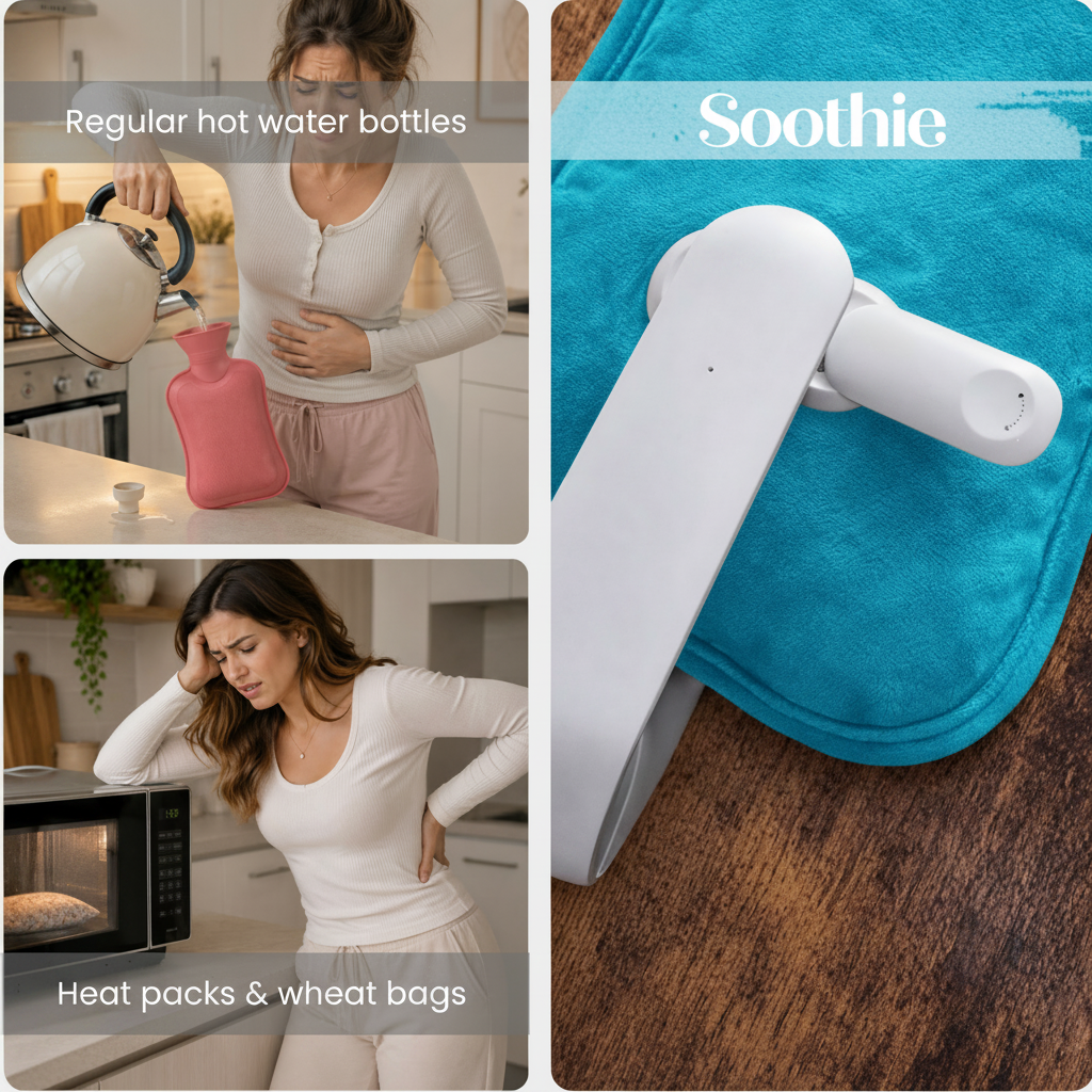 Soothie™  Rechargeable Hot Water Bottle + Body Strap (Blue)