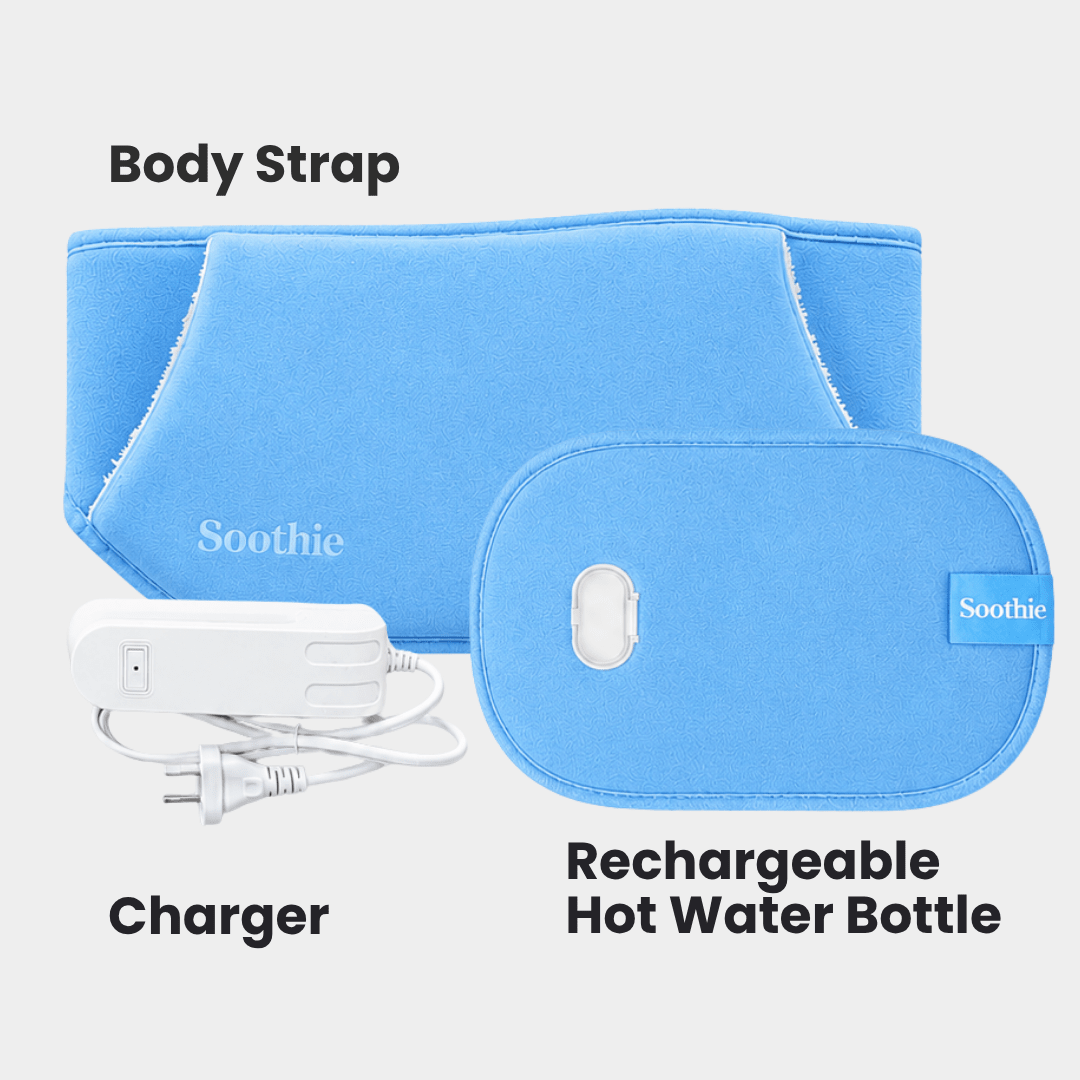 Soothie™ Rechargeable Hot Water Bottle + Body Strap (Azure) - Soothie™