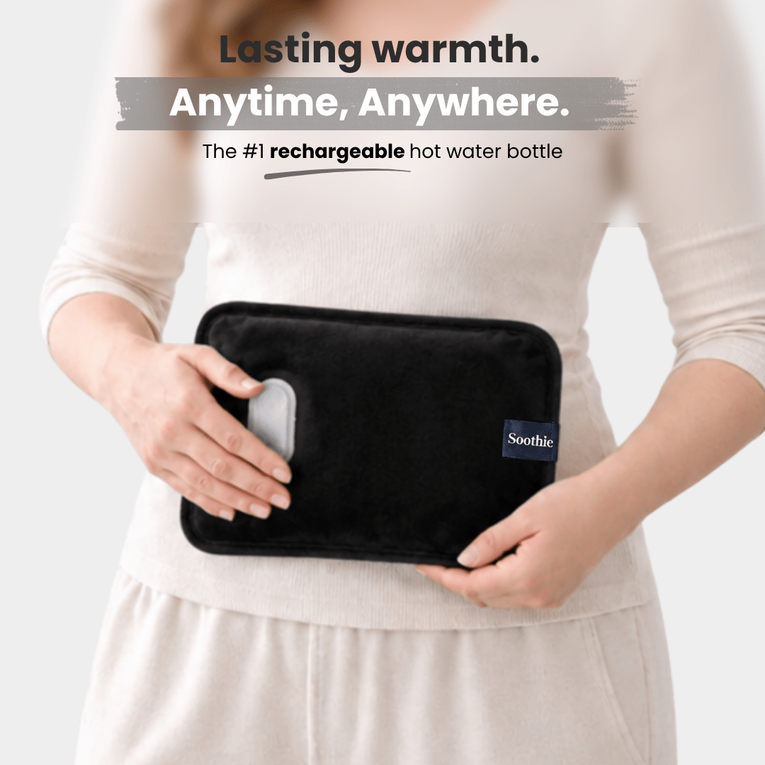 Soothie™ Rechargeable Hot Water Bottle + Body Strap (Black) - Soothie™