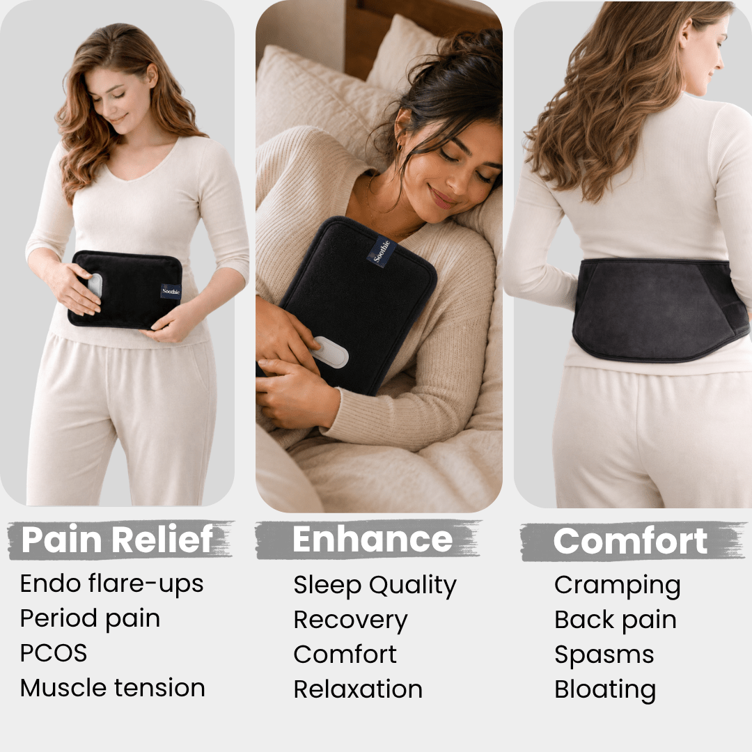 Soothie™ Rechargeable Hot Water Bottle + Body Strap (Black) - Soothie™