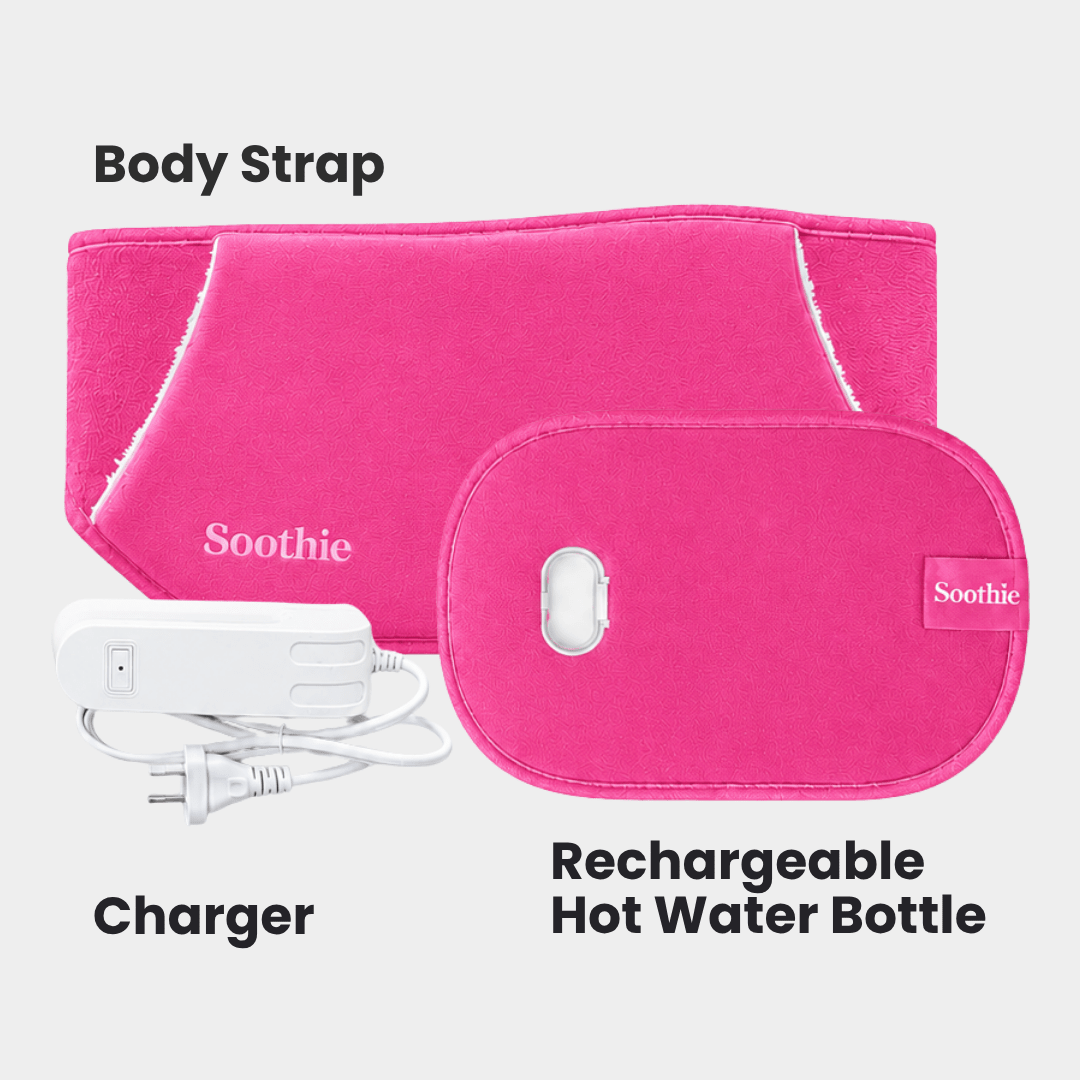 Soothie™ Rechargeable Hot Water Bottle + Body Strap (Magenta) - Soothie™